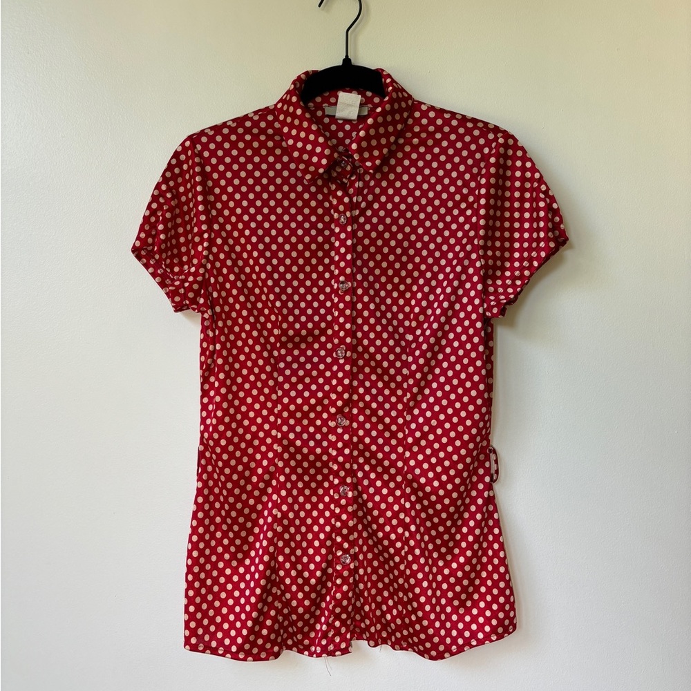 VTG polka dot fitted button up shirt